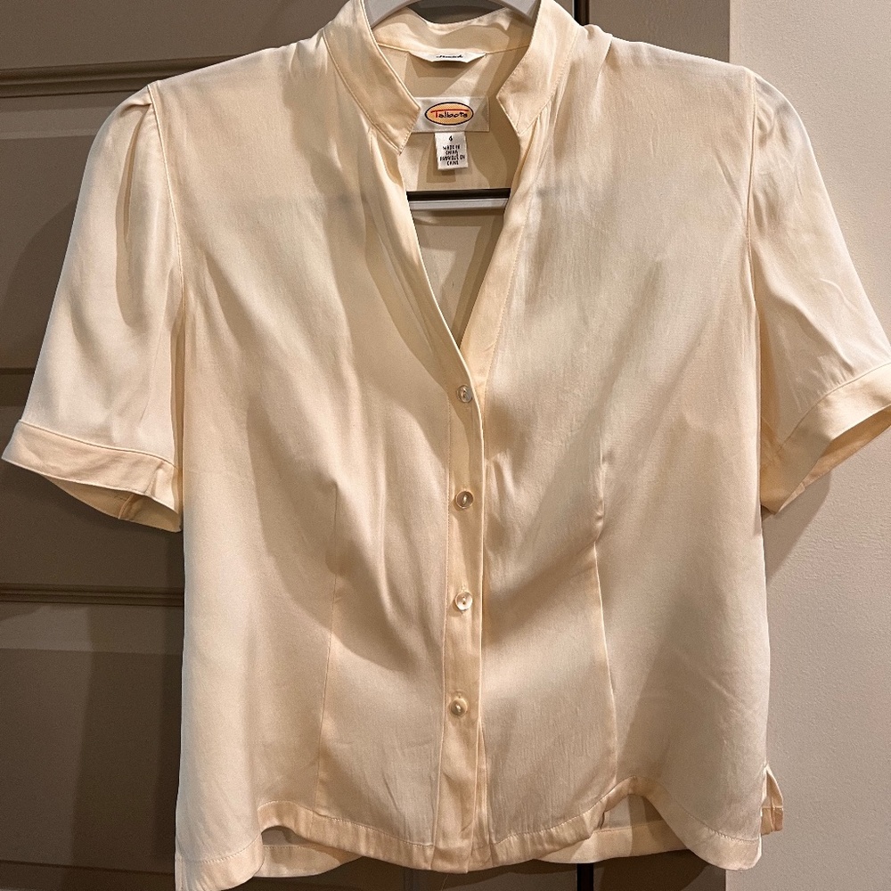 Talbots cream silk blouse size 4